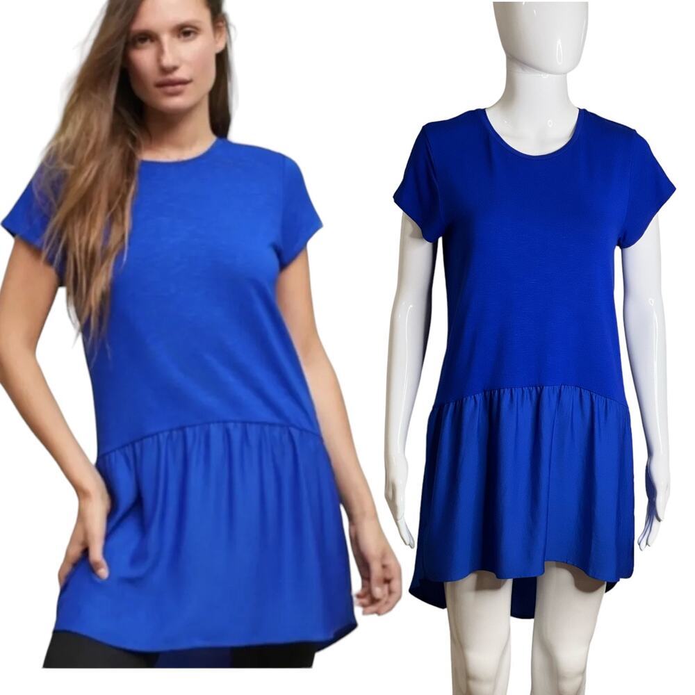 Anthropologie Dolan Size XS Top Short Sleeve Royal Blue High Low tunic shirt